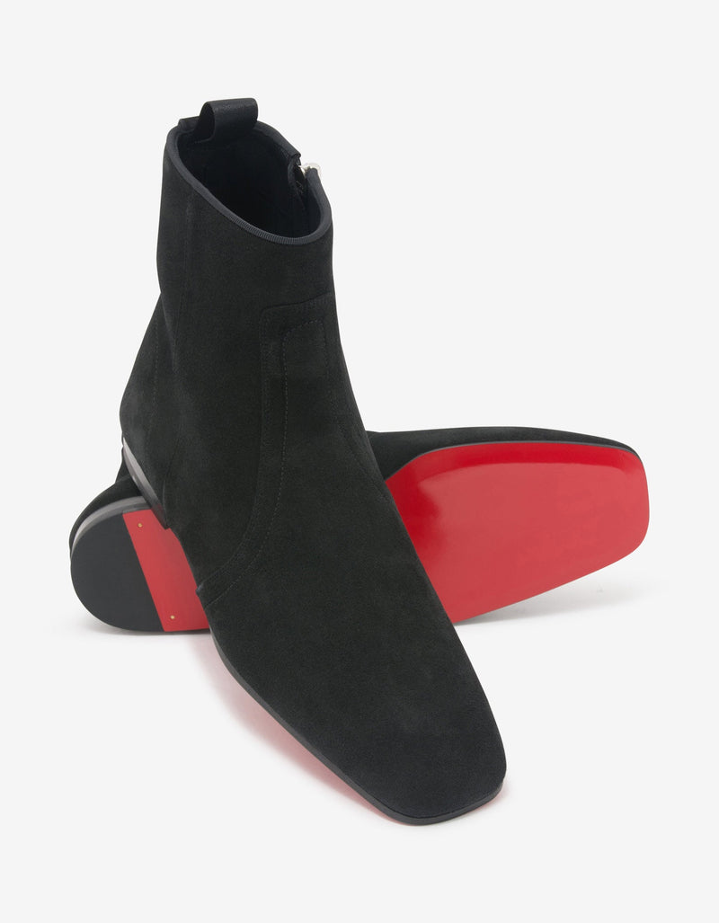 Christian Louboutin Cardaboot Black Suede Leather Boots