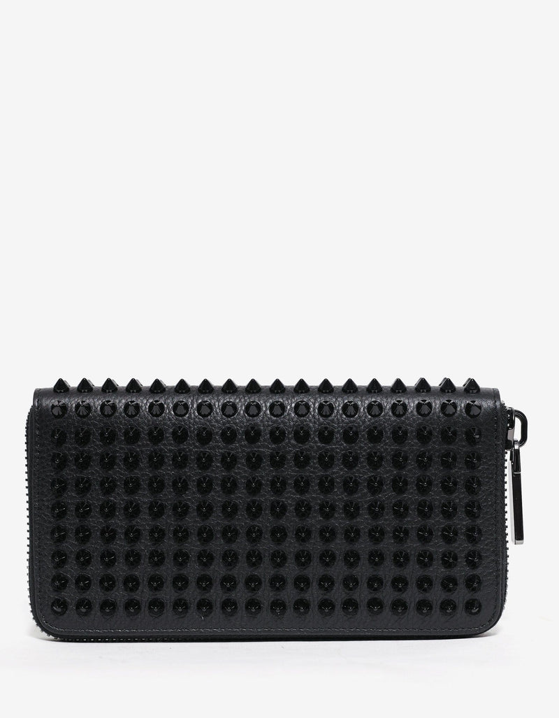 Christian Louboutin Christian Louboutin Panettone Black Grain Leather Spikes Wallet