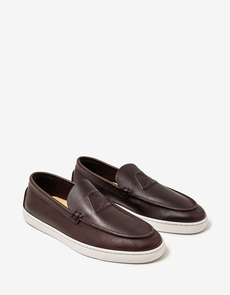 Christian Louboutin - Christian Louboutin Varsiboat Brown Leather Boat Shoes -