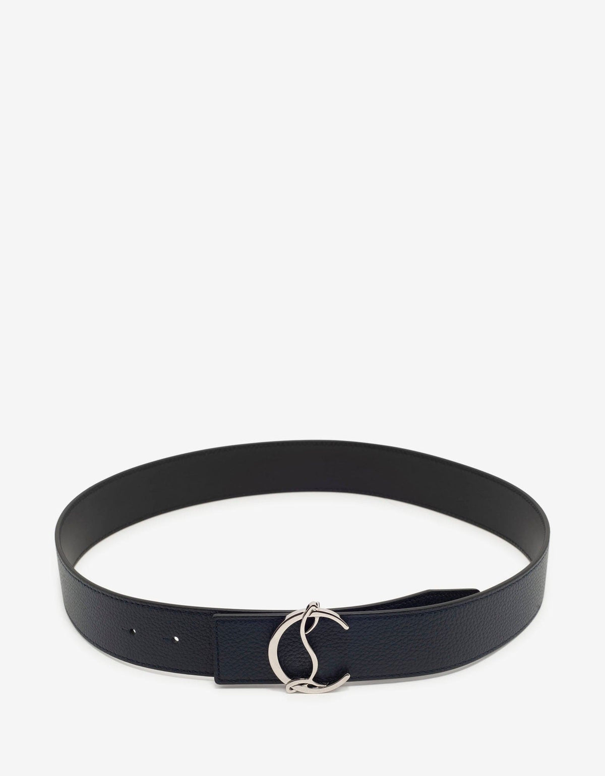 Christian Louboutin CL Logo Navy Blue Leather Belt