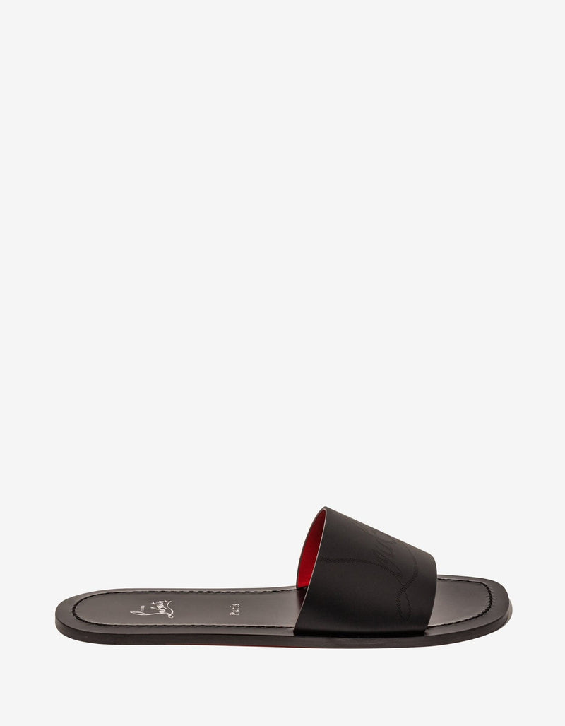 Christian Louboutin - Coolraoul Black Leather Slide Sandals -