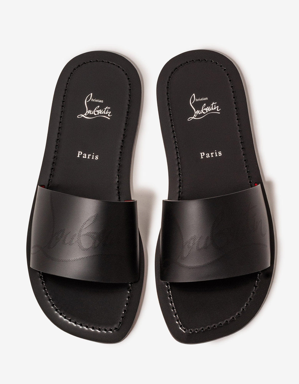 Christian Louboutin - Coolraoul Black Leather Slide Sandals -