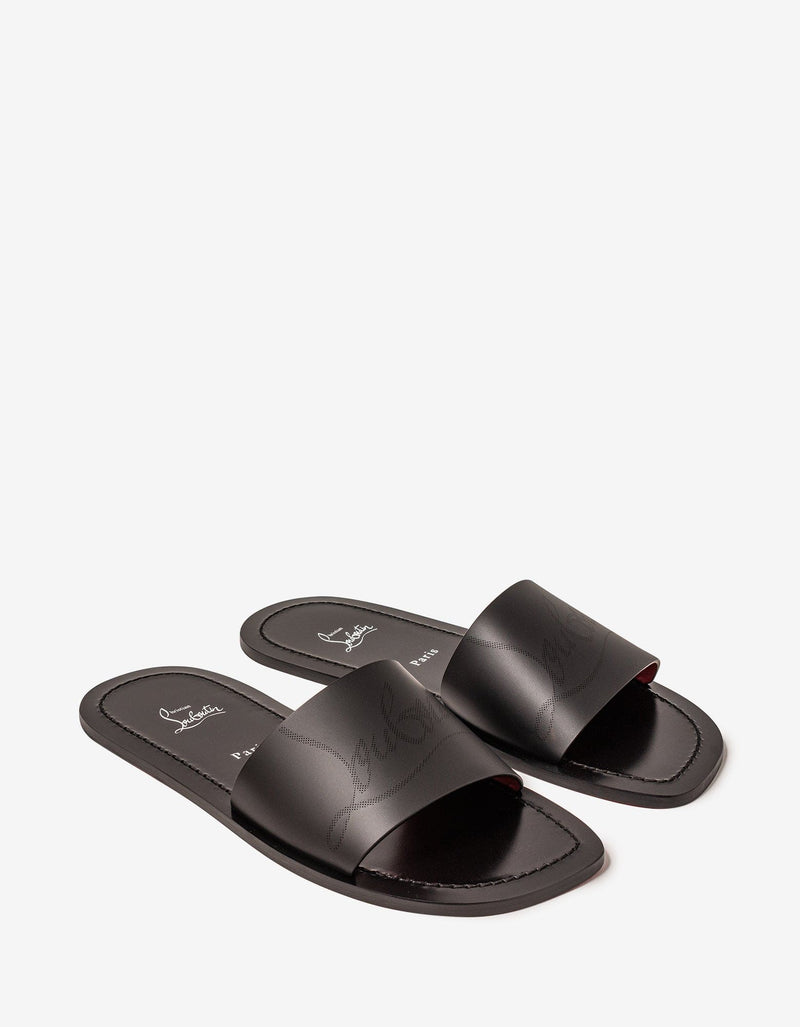Christian Louboutin - Coolraoul Black Leather Slide Sandals -
