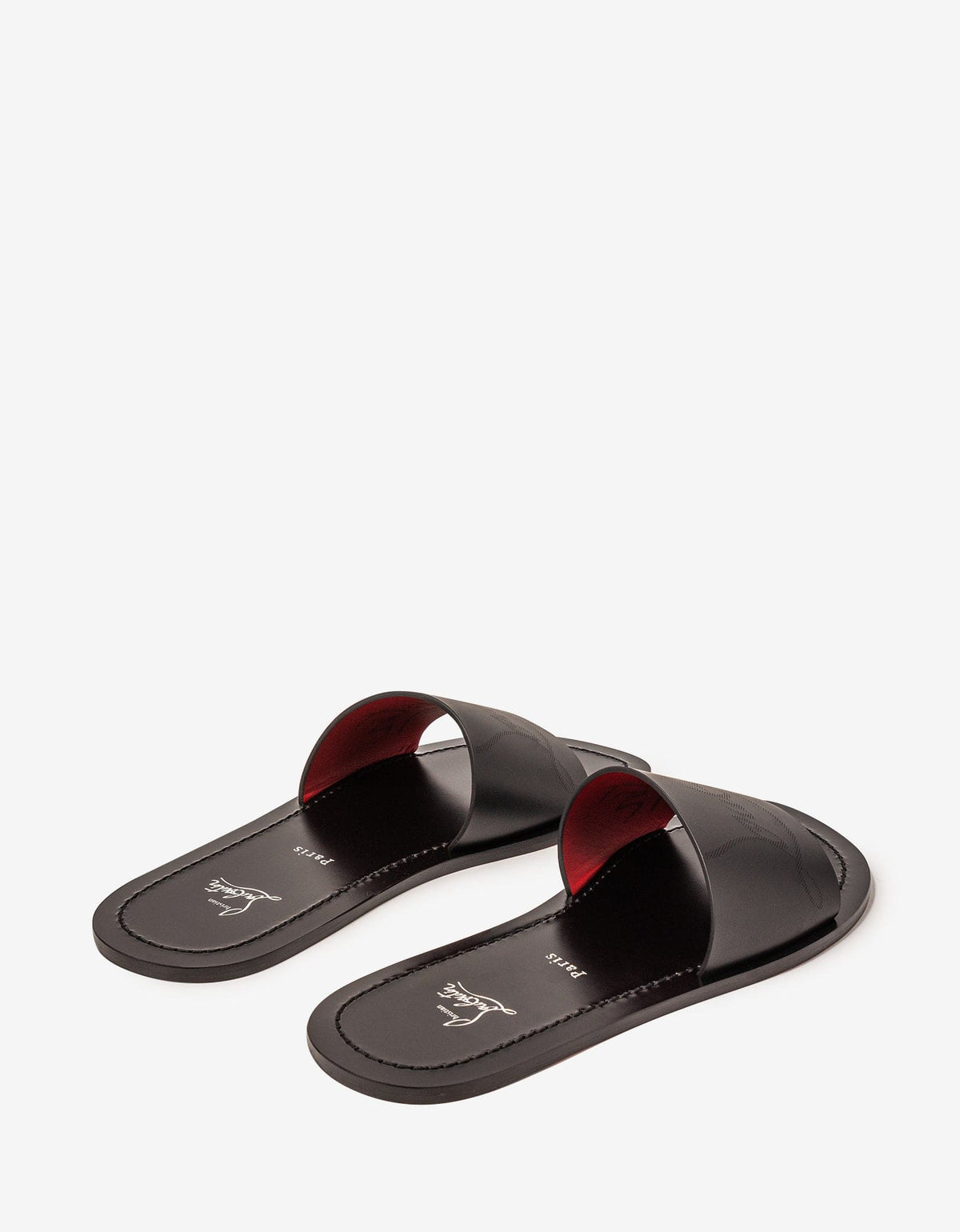 Christian Louboutin Coolraoul Black Leather Slide Sandals -