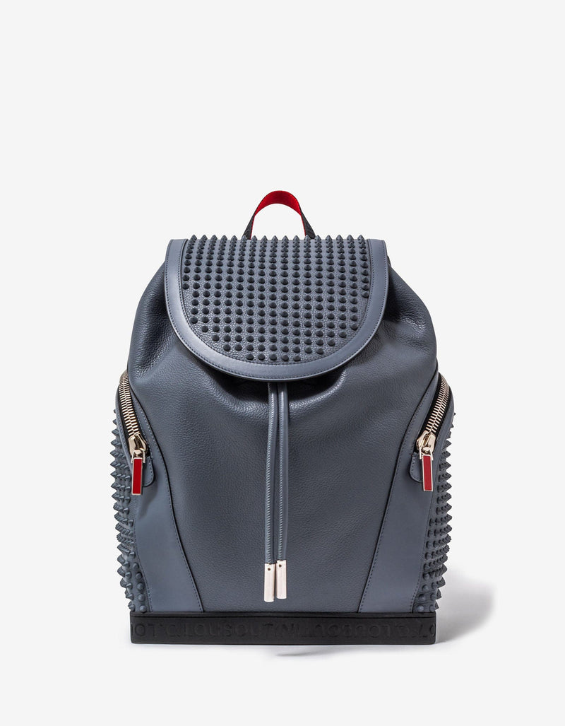 Christian Louboutin Explorafunk Grey Leather Spikes Backpack