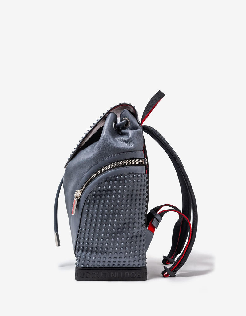 Christian Louboutin Explorafunk Grey Leather Spikes Backpack