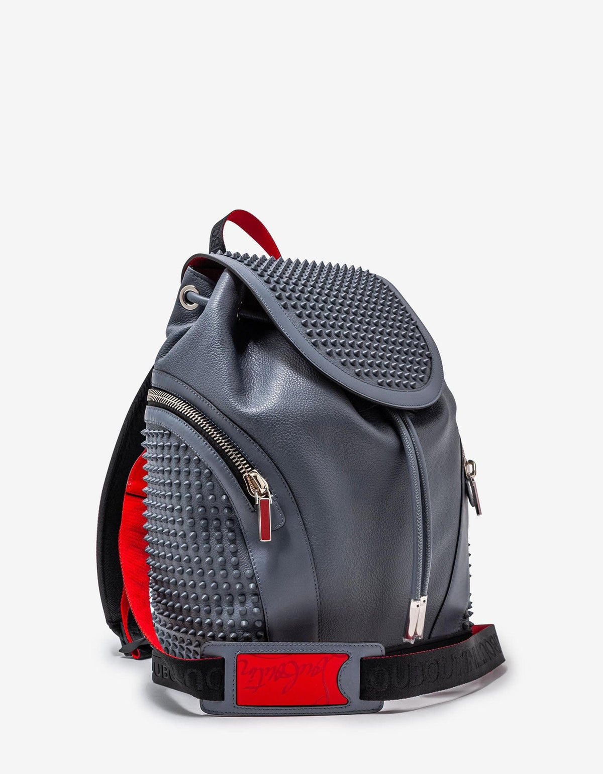 Christian Louboutin Explorafunk Grey Leather Spikes Backpack