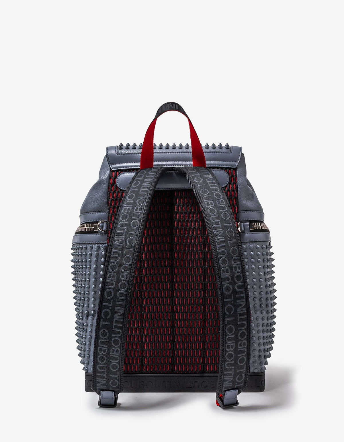 Christian Louboutin Explorafunk Grey Leather Spikes Backpack