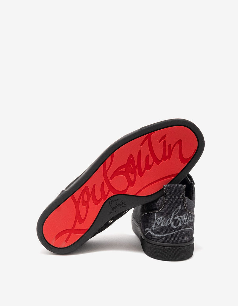 Christian Louboutin Fun Louis Junior Black Denim Trainers