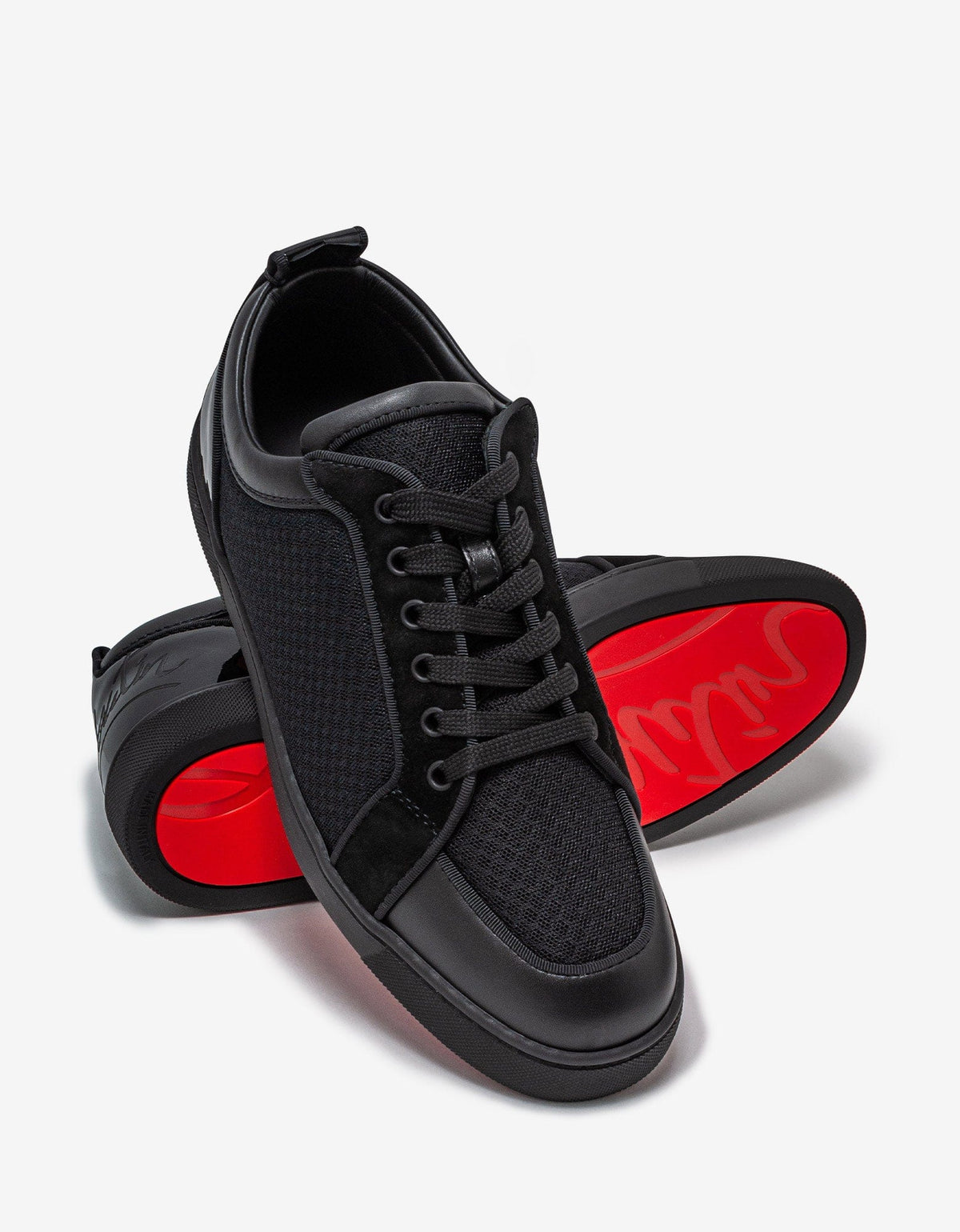 Christian Louboutin Fun Rantulow Black Leather & Mesh Trainers