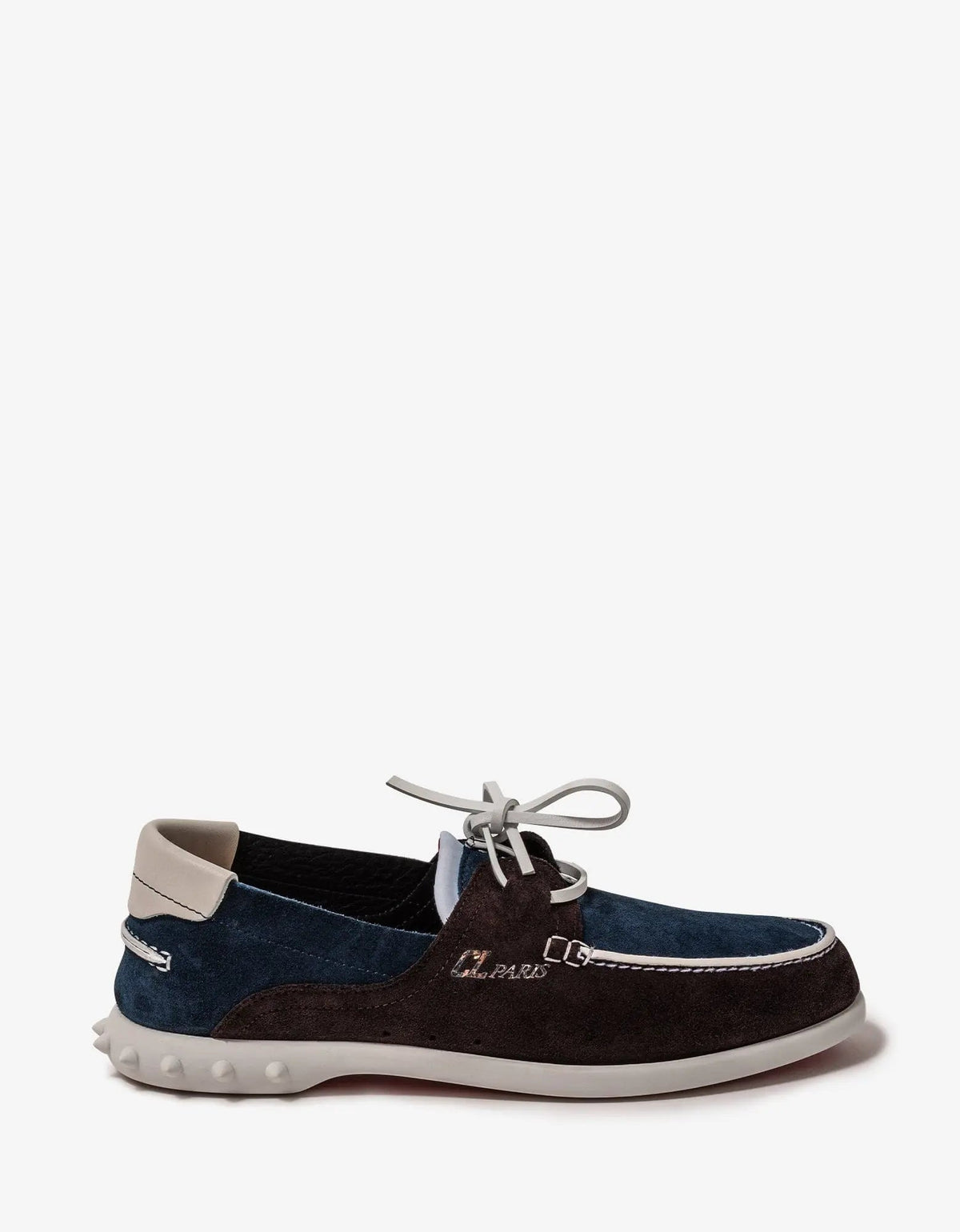 Christian Louboutin Geromoc Navy & Brown Suede Leather Loafers