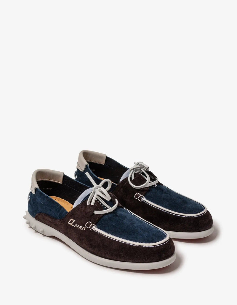 Christian Louboutin - Geromoc Navy & Brown Suede Leather Loafers -
