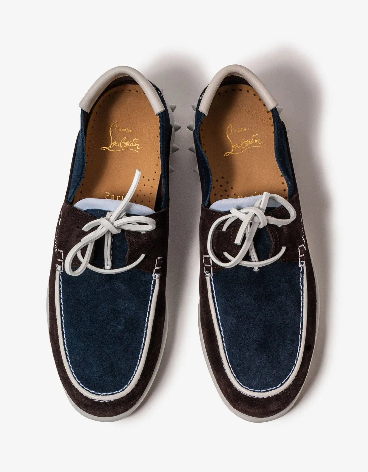 Christian Louboutin - Geromoc Navy & Brown Suede Leather Loafers -