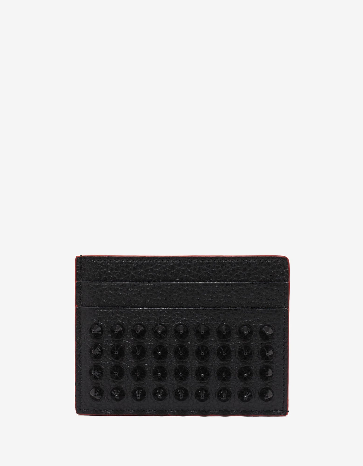 Christian Louboutin Kios Black Grain Leather Spikes Card Holder