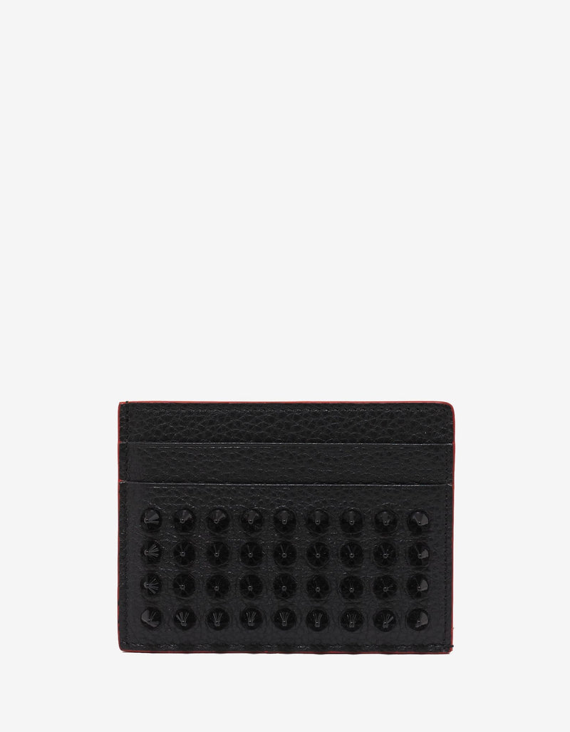 Christian Louboutin - Kios Black Grain Leather Spikes Card Holder -