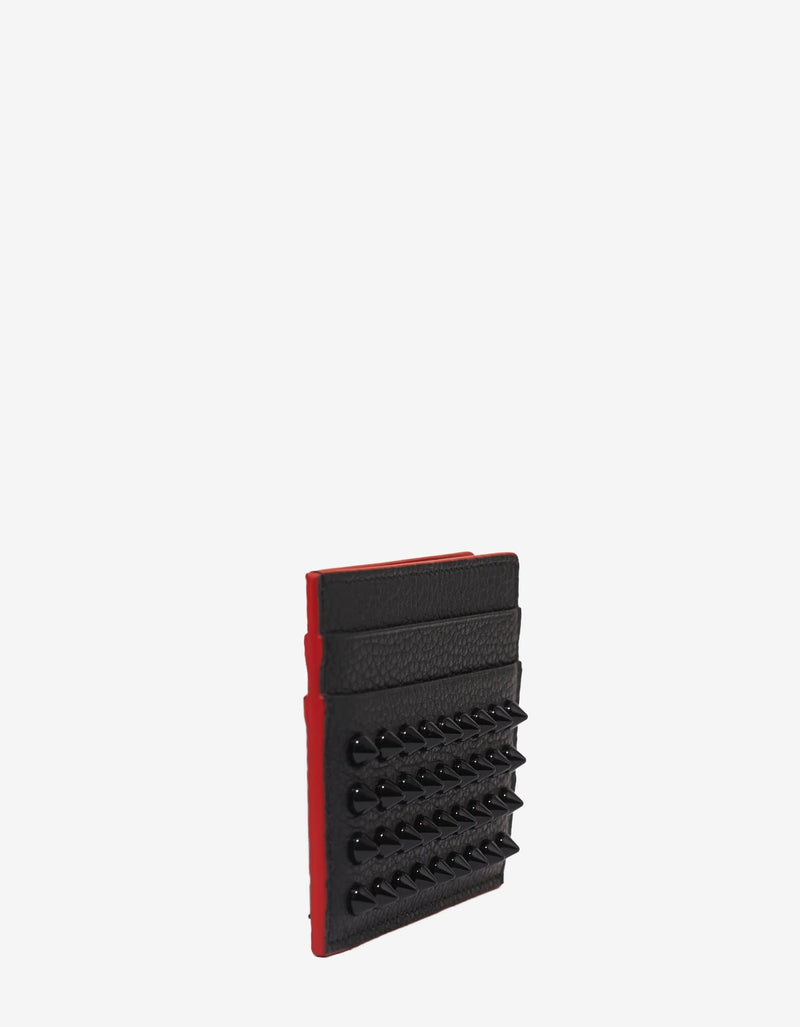 Christian Louboutin Kios Black Grain Leather Spikes Card Holder