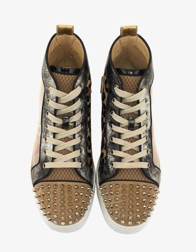 Christian Louboutin Lou Spikes Loubi Kraft Flat High Top Trainers -