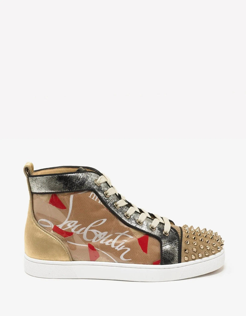 Christian Louboutin Lou Spikes Loubi Kraft Flat High Top Trainers -