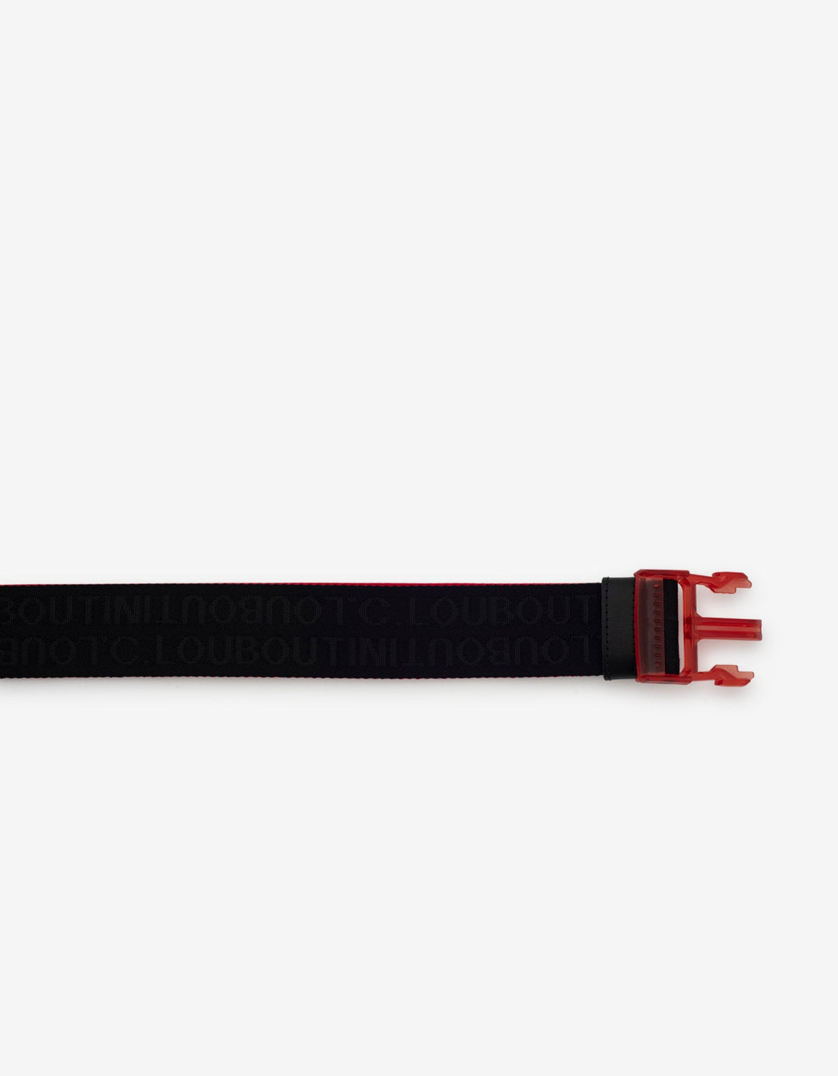 Christian Louboutin Loubiclic Black Nylon Logo Jacquard Belt