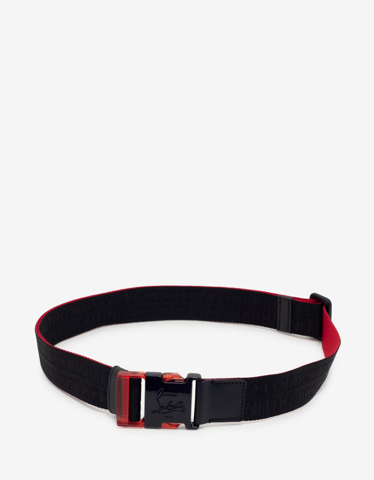 Christian Louboutin Loubiclic Black Nylon Logo Jacquard Belt