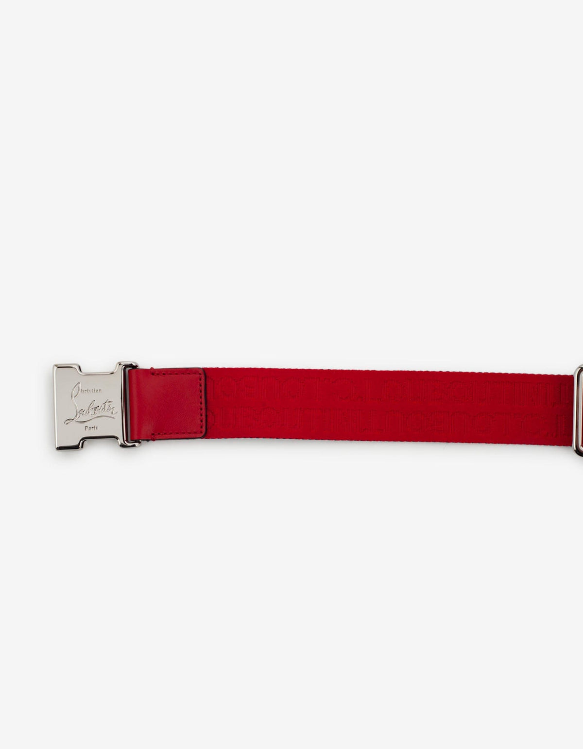 Christian Louboutin Loubiclic Red Nylon Logo Jacquard Belt