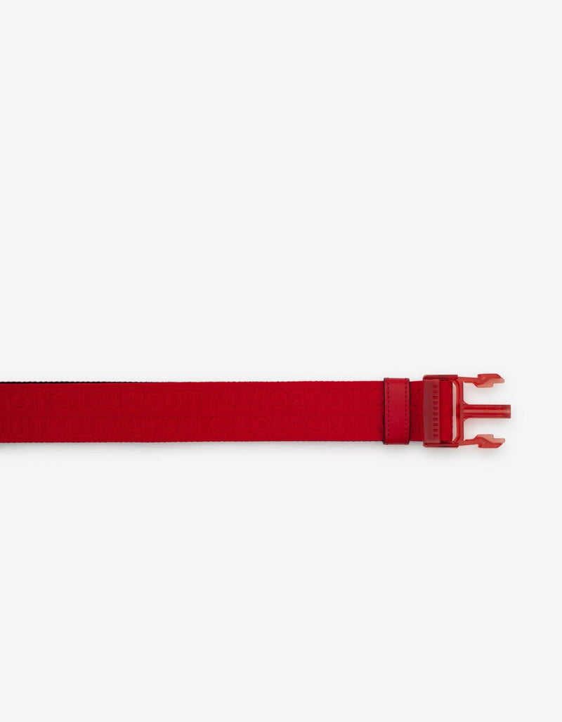 Christian Louboutin Loubiclic Red Nylon Logo Jacquard Belt