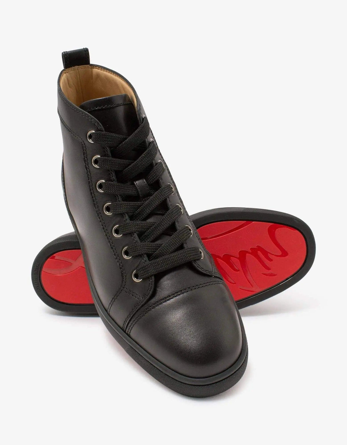 Christian Louboutin - Louis Flat Calf Black High Top Trainers -