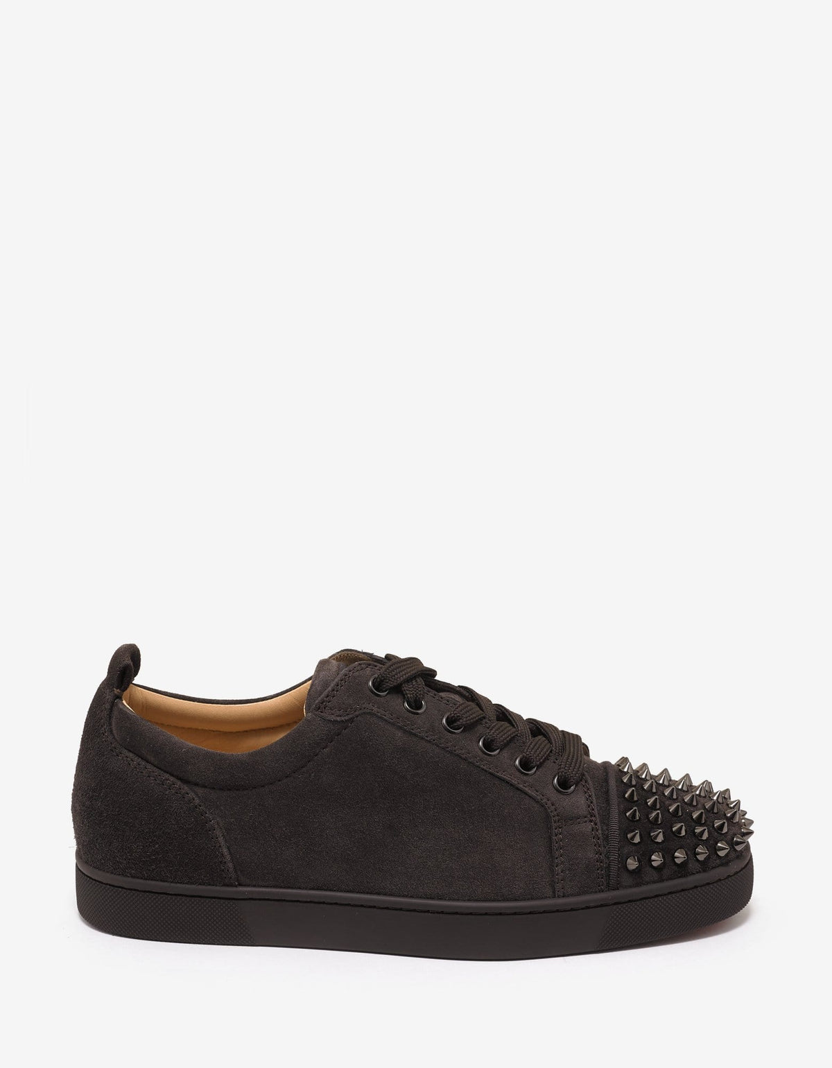 Christian Louboutin - Louis Junior Spikes Flat Réglisse Brown Suede Trainers -
