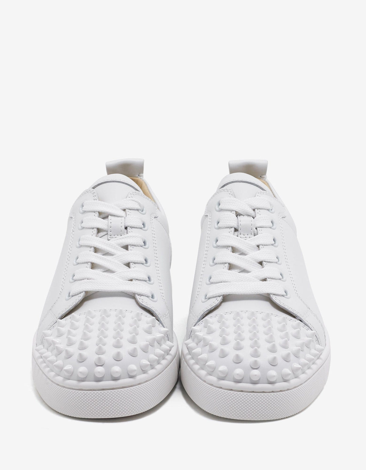 Christian Louboutin Louis Junior Spikes Flat White Leather Trainers