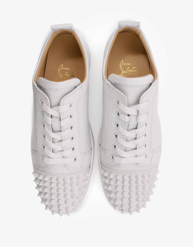 Christian Louboutin Louis Junior Spikes Flat White Leather Trainers