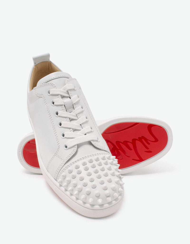 Christian Louboutin Louis Junior Spikes Flat White Leather Trainers