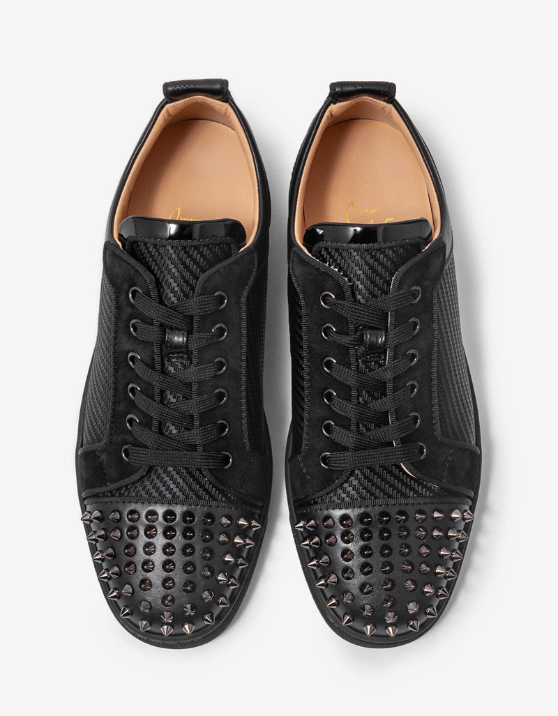 Christian Louboutin Louis Junior Spikes Orlato Black Jacquard Trainers