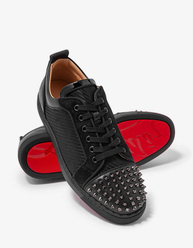 Christian Louboutin Louis Junior Spikes Orlato Black Jacquard Trainers