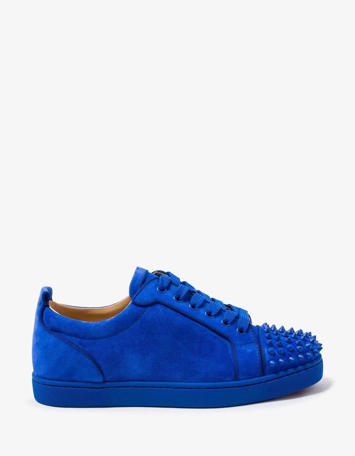 Christian Louboutin Louis Junior Spikes Orlato Blue Suede Trainers