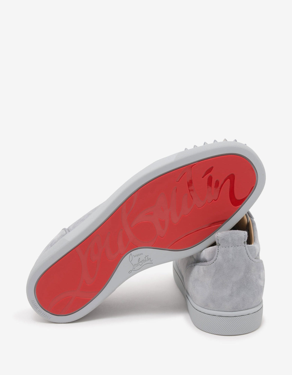 Christian Louboutin Louis Junior Spikes Orlato Grey Suede Trainers -