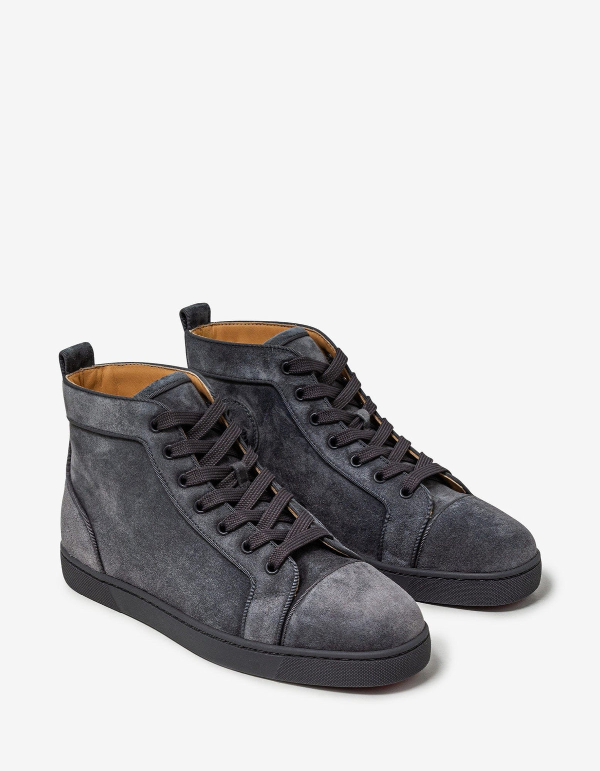 Christian Louboutin Louis Orlato Flat Grey Suede High Top Trainers