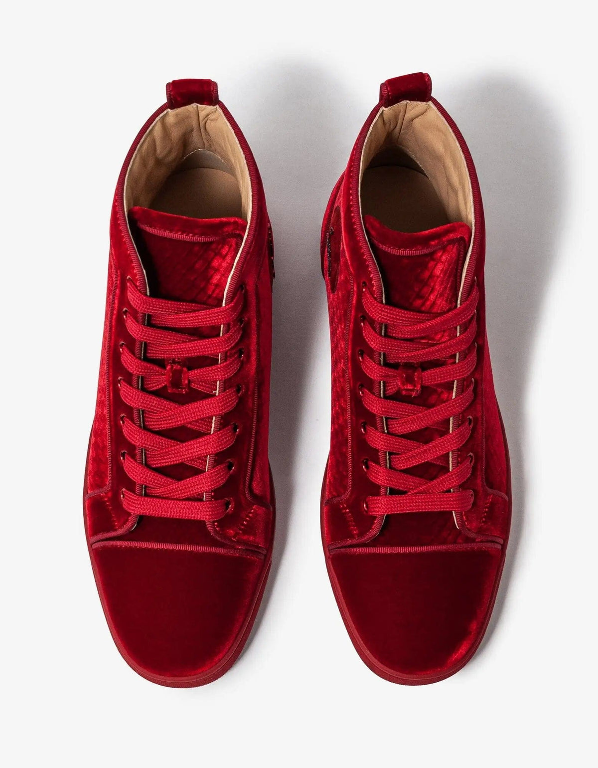 Christian Louboutin Louis Orlato Red Velvet High Top Trainers Zoo Fashions