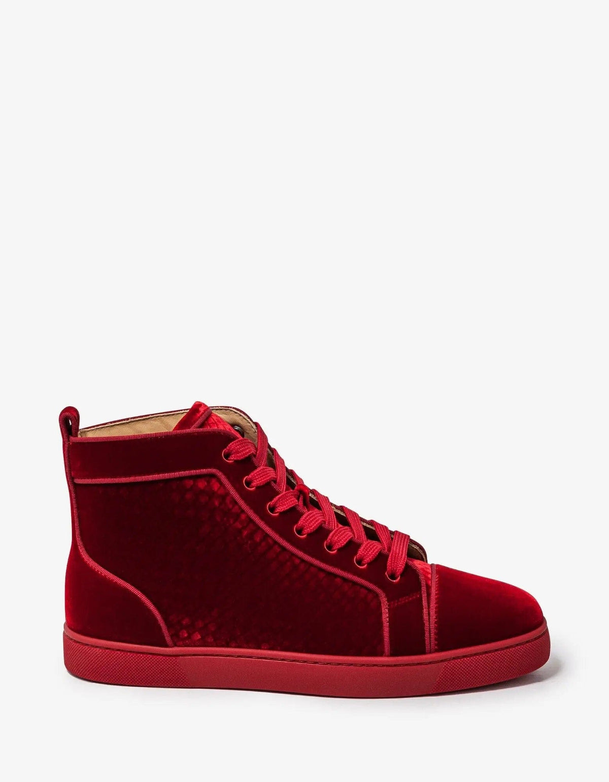 Christian Louboutin - Louis Orlato Red Velvet High Top Trainers -