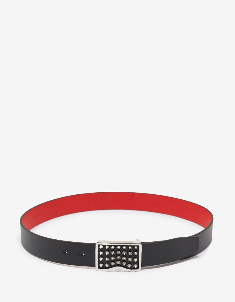 Christian Louboutin Louis Spikes Buckle Black Belt