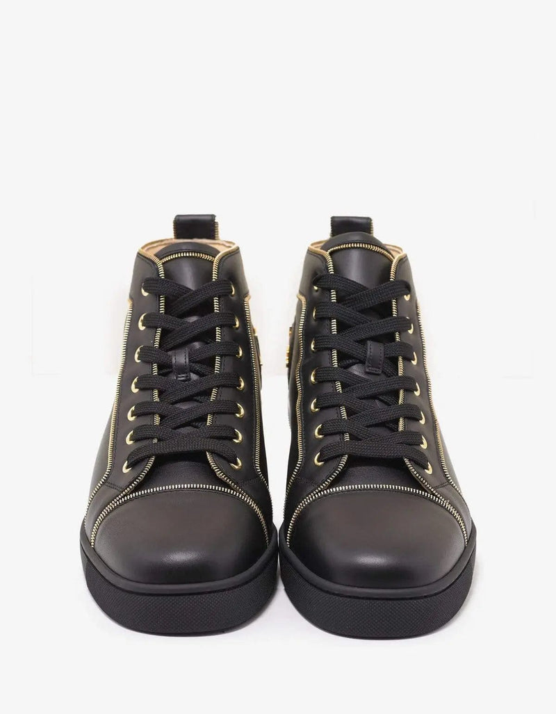 Christian Louboutin Louis Z Flat Black Leather High Top Trainers