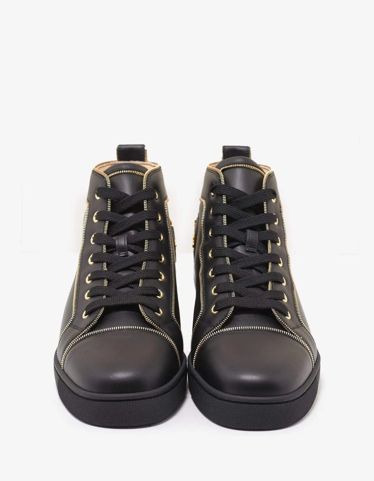 Christian Louboutin Louis Z Flat Black Leather High Top Trainers -