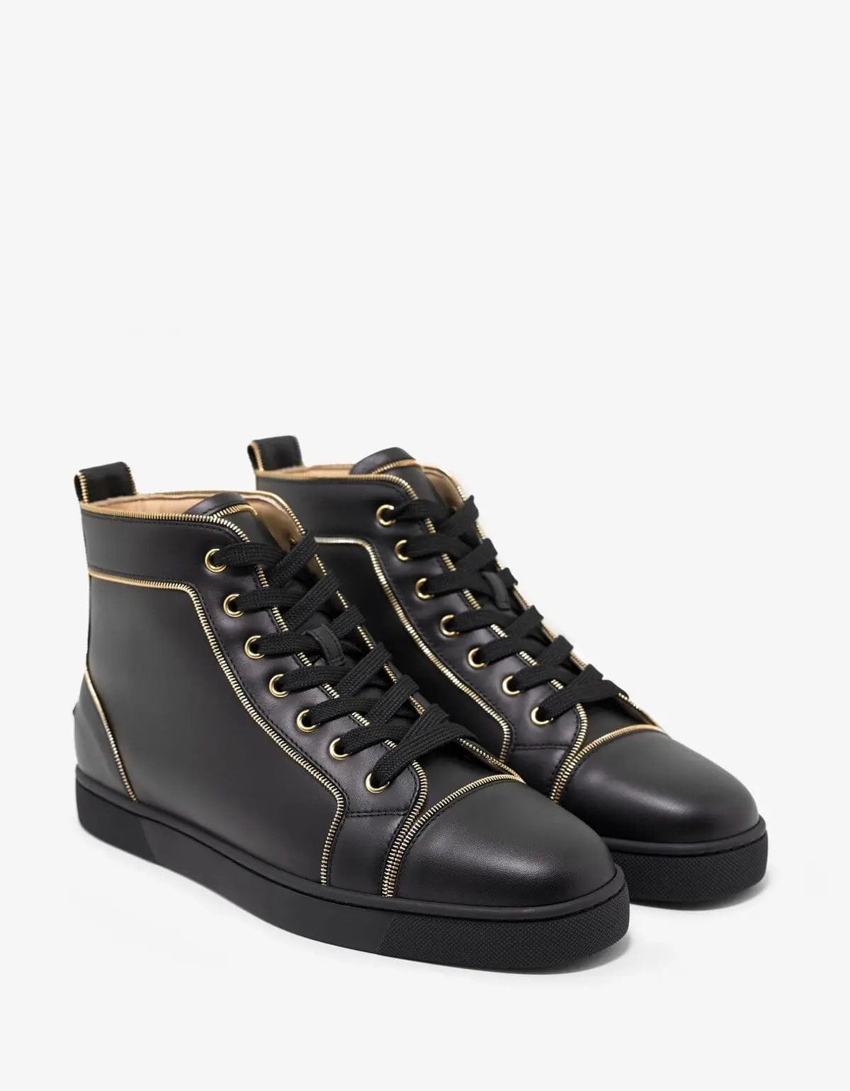 Christian Louboutin Louis Z Flat Black Leather High Top Trainers -