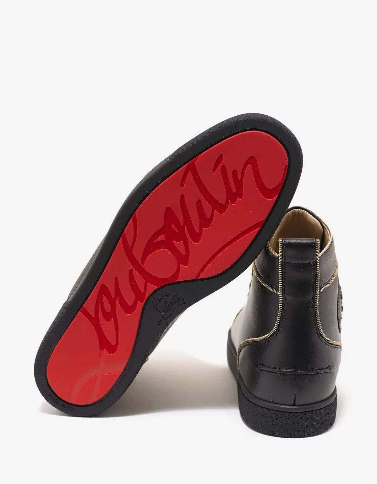 Christian Louboutin Louis Z Flat Black Leather High Top Trainers -