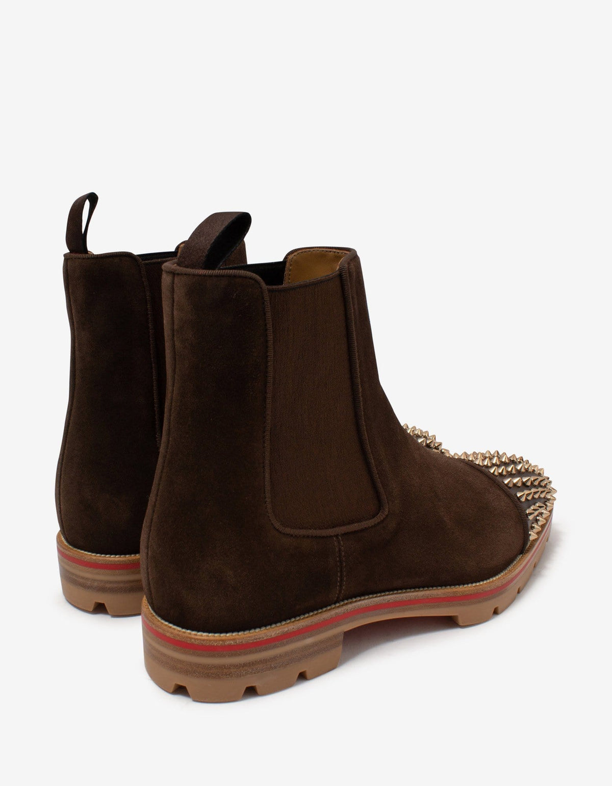 Christian Louboutin Melon Spikes Brown Suede Chelsea Boots