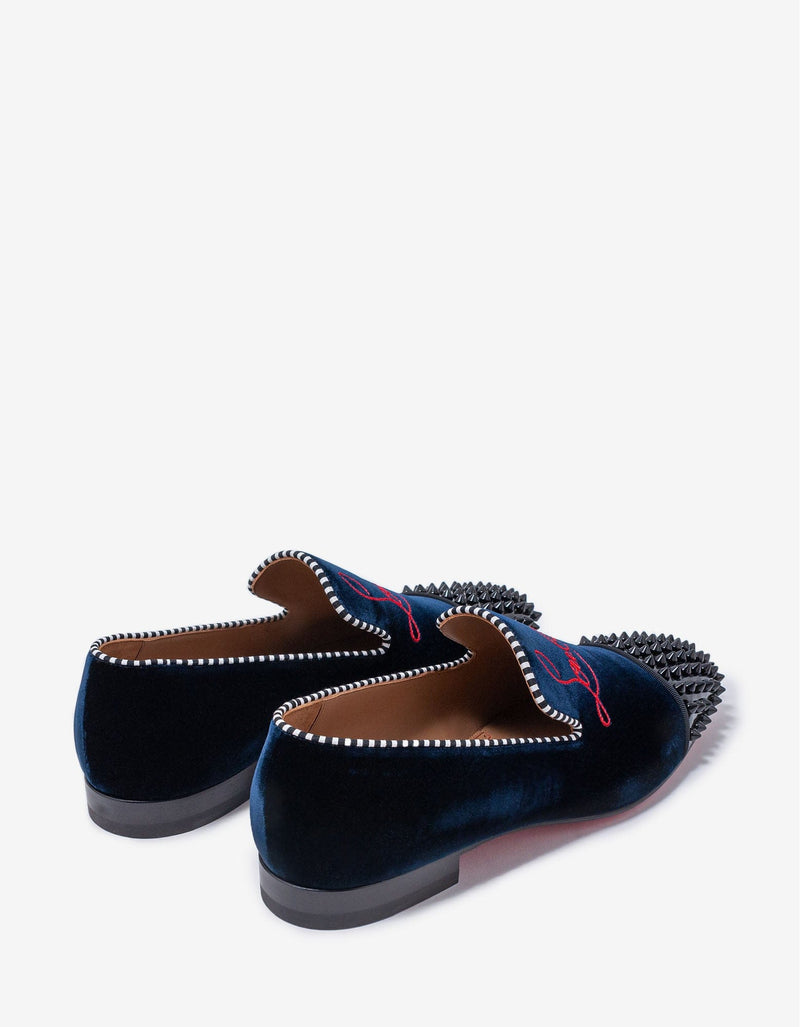 Christian Louboutin Navy Spooky Blue Velvet Loafers