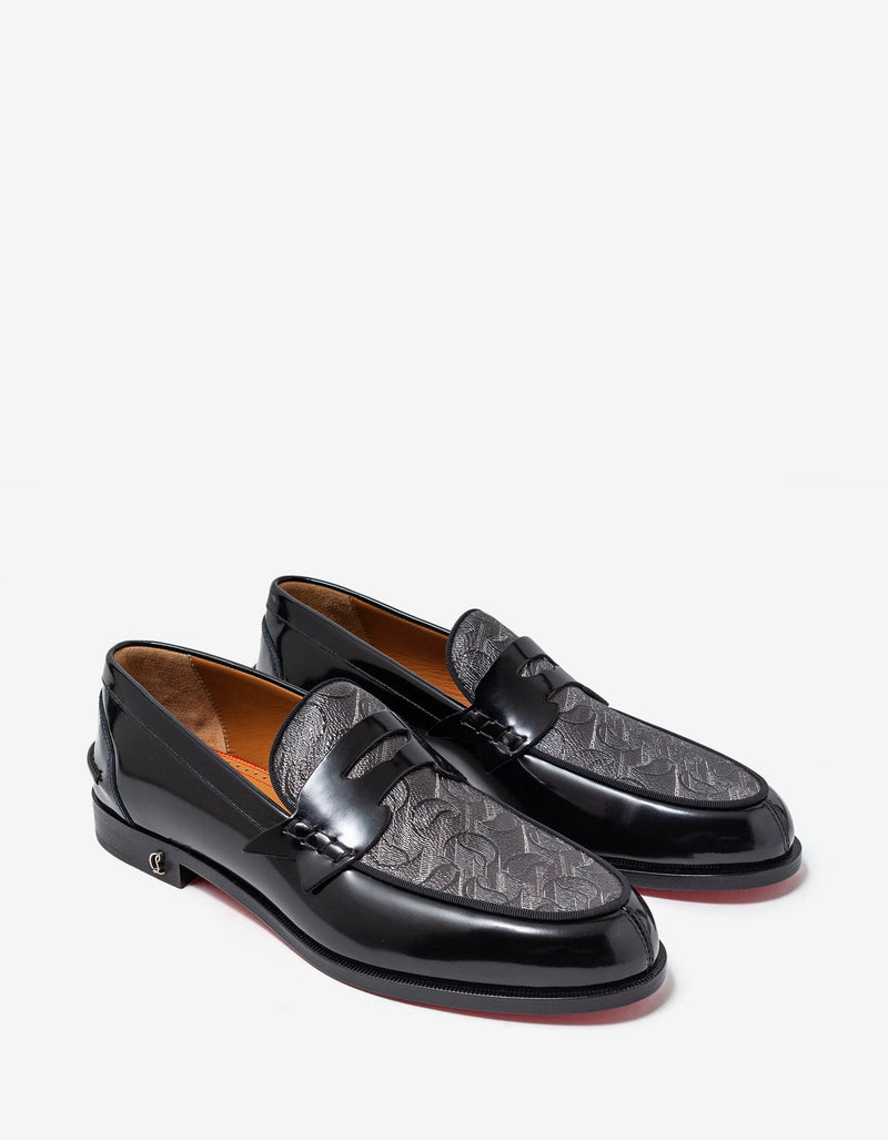 Christian Louboutin No Penny Toile Mono CL Black Loafers