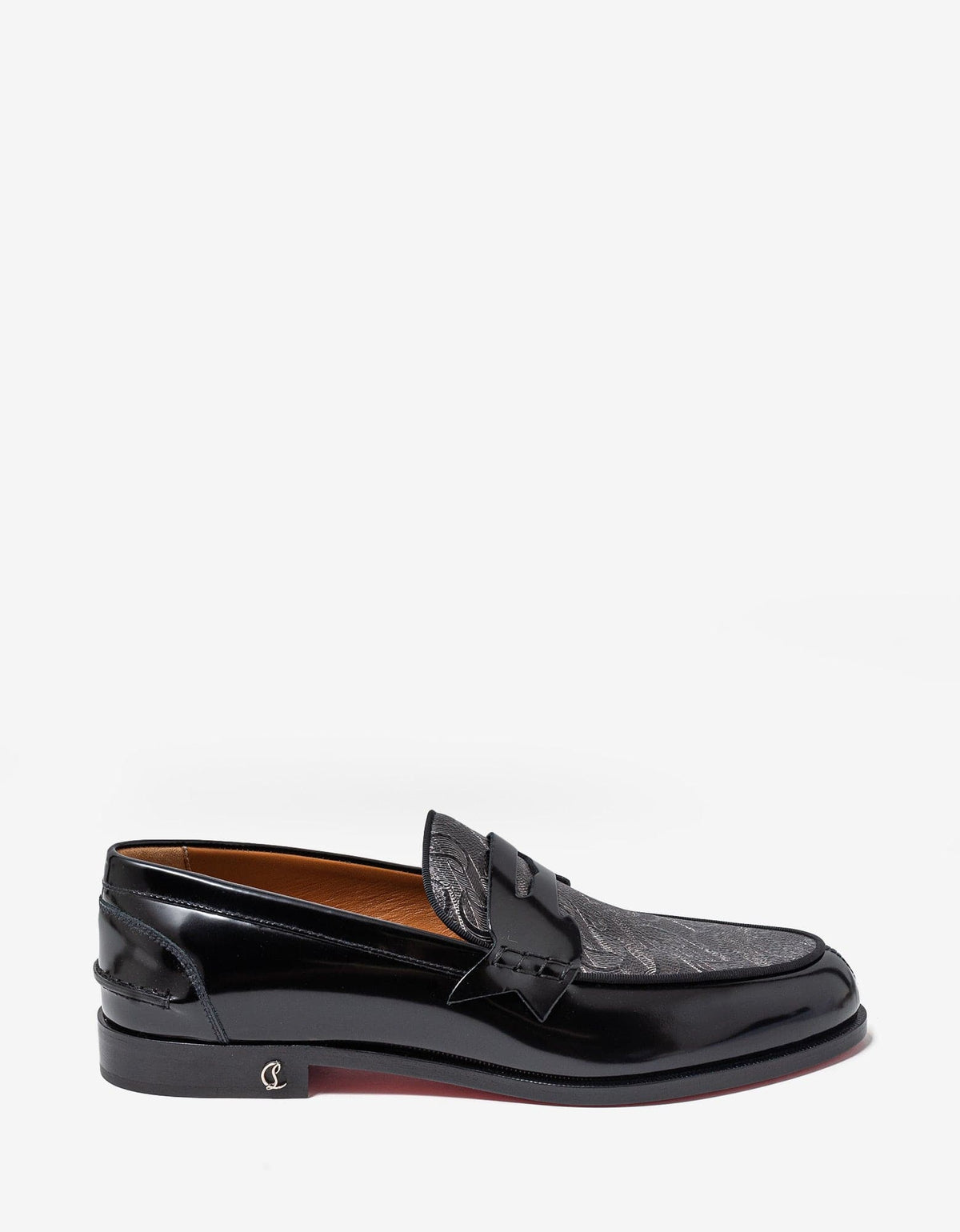 Christian Louboutin No Penny Toile Mono CL Black Loafers