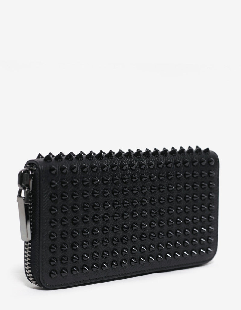 Christian Louboutin Panettone Black Grain Leather Spikes Wallet