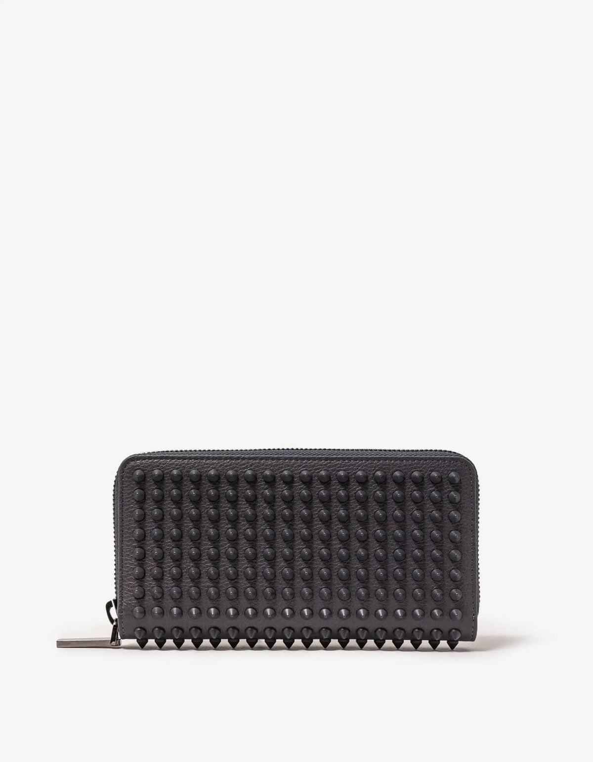 Christian Louboutin Panettone Smoky Grey Grain Leather Spikes Wallet