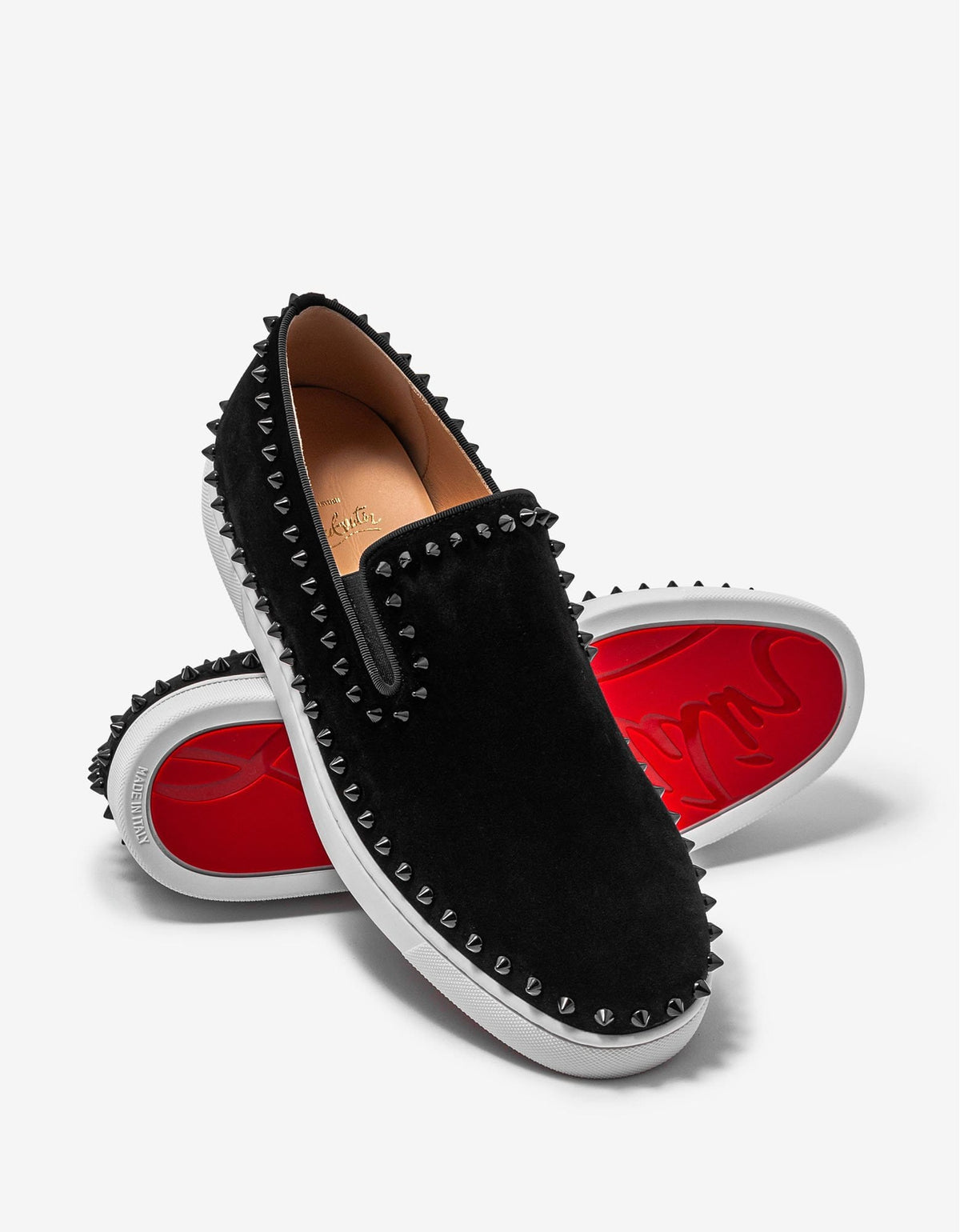 Christian Louboutin Pik Boat Black Suede Leather Trainers